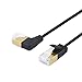 Cat7 Ultra Slim Ethernet Cable Right Angle, Cablecreation SSTP Shielded Network Patch RJ45 8P8C Cable Cat 7(Category 7), 3m（10FT）, Black