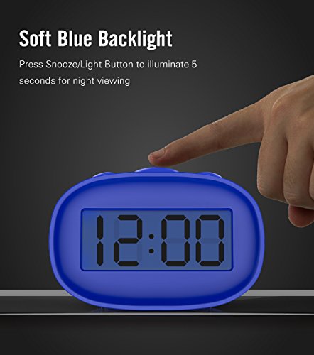 Digital Alarm Clock, MoKo High Accuracy Mini LCD Display Kids Clock Night Light Travel Bedside Alarm Clocks with Snooze Time Backlight Electronic Home Office Table Clock - BLUE