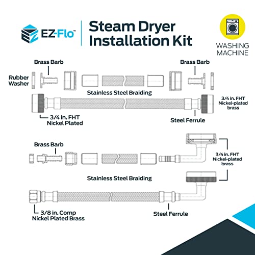 Eastman Steam Dryer Installation Kit, 3/4 Inch FHT Fill Hose, 90 Degree