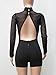 Biz Simple Womens Mock Neck See Through Sheer Mesh Bodycon Short Jumpsuit Romper M Black