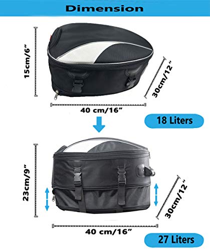Meago Motorcycle Seat Bag Waterproof Commuter Helmet Bag/Backpack Motorbike Sport Tail Bag, 28 Liters
