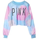 Amoin Women's Colorful Tie Dye Pink Letters Print Sweatshirt