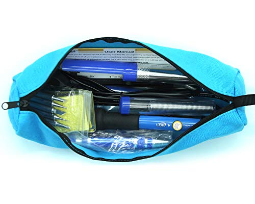 LDK Electric Soldering Iron Kit 60W Adjustable Temperature Welding Tools with 5pcs Different Tips, Desoldering Pump, Solder Wire, 8-in-1 Screwdrivers, Wire Cutter, Tweezers, Stand and Carry Bag