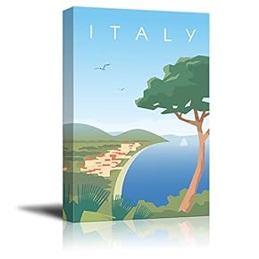 Canvas Wall Art - Italy Travel Illustration Canvas Art - Giclee Print Gallery Wrap Modern Home Art Ready to Hang - 12x18 inches