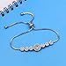 WeimanJewelry Round Cut CZ Cubic Zirconia Crystal Bridal Adjustable Chain Bracelet for Women (Silver)