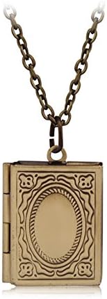 Fajewellery Vintage Engraved Bible Book Shape Locket Picture Pendant Necklace