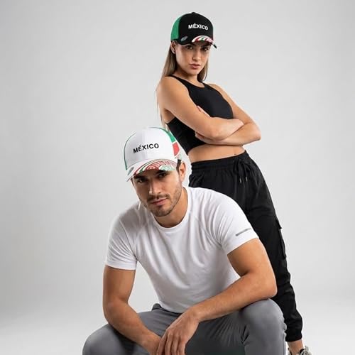 Genérico Set 2 Gorras México 2026 Diseño Original con Patrón Azteca y Bordado para Aficionados al Fútbol, Cachucha Unisex Tricolor, Gorra de Béisbol para Hombre y Mujer Tipo Aport