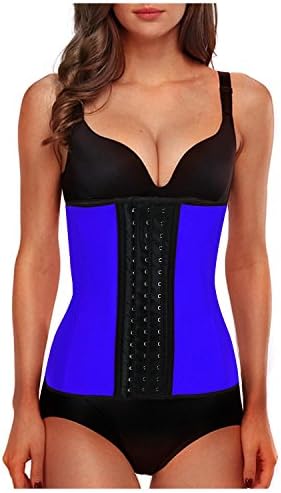 BodiFit Women's 9 Steel Bone Solid Latex Sports and Fitness Waist Trainer(LNG-SHP,BLU-XL)
