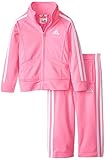 adidas Toddler Girls' Tricot Zip Jacket and Pant Set, Pink Basic, 2T