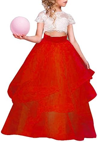 Lisa Lace Two Piece Flower Girl Dress Ball Gown Holy First Communion LS178