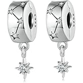 MEETCCY 2pc Clip Spacer Charms Bracelets for Women 925 Sterling Silver Blue White Crystal Clip Lock Spacer Stopper Charm Bead for Bracelet