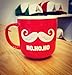 Gifffted Funny Christmas Coffee Mug, Santa Claus Moustache and HO HO HO, Unique Christmas Mugs For Friends and Family Christmas Gifts, Red, Ceramic, 13 Ounce