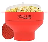 OMECORE Collapsible Microwave Popcorn Popper Maker Hot Air Silicone Bowl with Lid