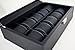 Caddy Bay Collection Black Carbon Fiber Pattern Watch Box Display Storage Case with Glass Top, Blue Stitching Perforated Soft Pillows Holds 10 Watches - Blue Stitching