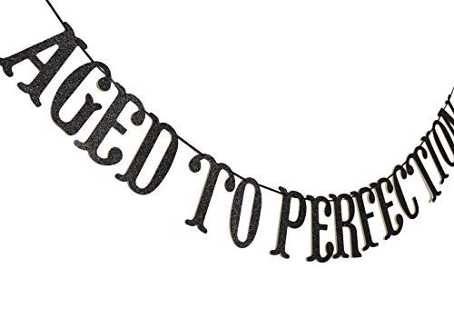 Qttier-Aged-to-Perfection-Banner-for-50th-60th-70th-80th-90th-100th-Birthday-Anniversary-Party-Decorations-Supplies-Decor-Favors-Bunting-Photo-Booth-Props-Sign-Black-Glitter