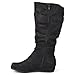 Journee Collection Womens Regular Sized and Wide-Calf Slouch Buckle Knee-High Microsuede Boot Black 9 Wide Calf