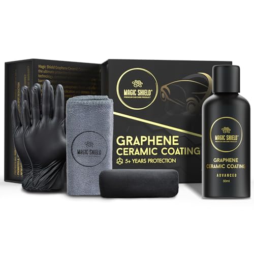 Magic Shield Recubrimiento Cerámico Grafeno 10H - Dura 5 Años | Nano Tecnología Avanzada | Resiste Rayones | Brillo Alto | Hidrofóbico | Ideal para Autos, Motos, Barcos y RVs