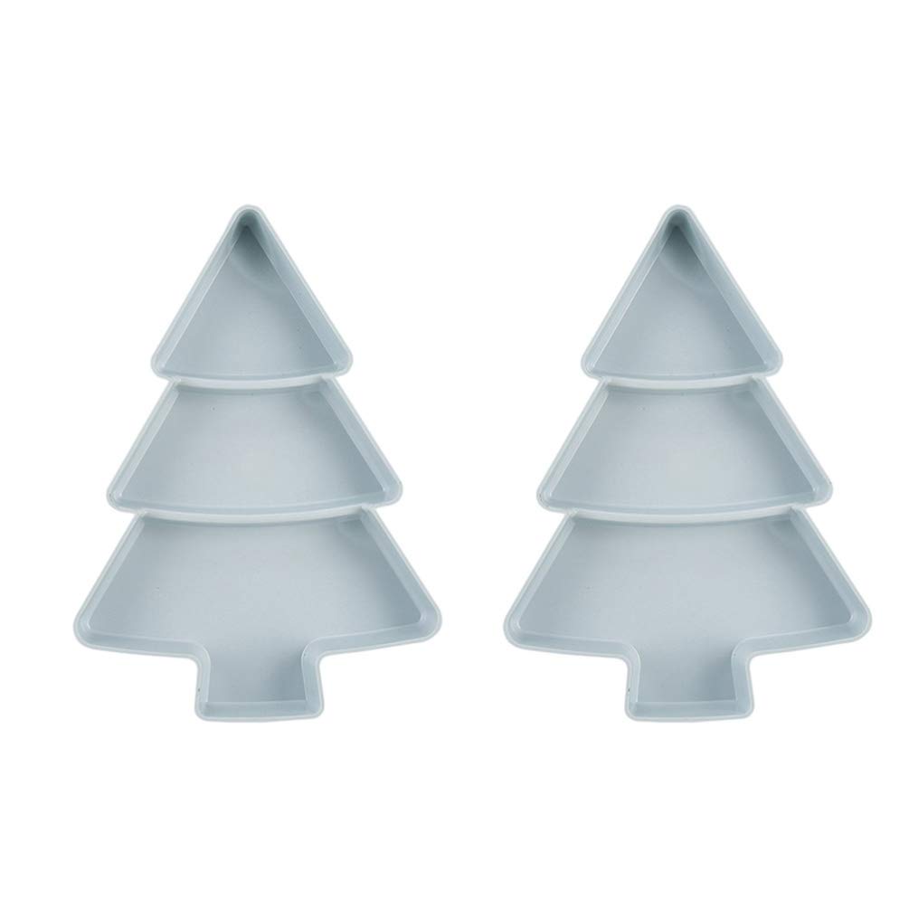 DOITOOL 2Pcs Snack Appetizer Trays Christmas Tree Shape Dessert Serving Dishes Snack Platter Christmas Serving Tray Fruit Cheese Dessert Tray Plate for Christmas Holiday Party - Light Blue