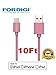 *Improved Version* FORDIGI® APPLE CERTIFIED Extra Long (10 Feet) USB Sync and Charging Lightning Cable for iPhone 5/5S/5C/6/6 Plus, iPad 4, iPad Air, iPad Mini (Apple Certified 10 Ft. Pink)