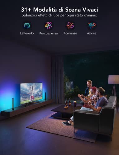 Govee RGBIC TV Light Bars, WiFi Backlight with Dual LED Beads, 15 Inches, Multiple Positioning, Suitable for 45-70 inch TVs, Compatible with Alexa and Google Assistant, Black