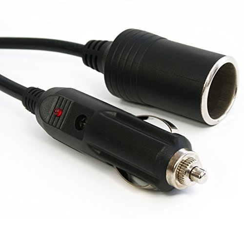 TireTek Premium 12V 13' Foot Heavy Duty Car Cigarette Lighter Socket Extension Cord, Fused (Black)