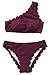 CUPSHE Women's Solid Wavy Edge One-Shoulder Bikini Set Rain of Petals
