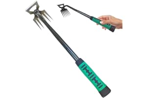 Crymoy Gardening Hand Weeder Tools, 2025 New Weeding Artifact Uprooting Weeding Tool, Multifunctional Manganese Steel Weed Puller Manual Hand Weeder Tool for Yard Lawn and Garden (6 Teeth)