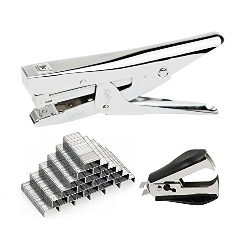 Chris.W Metal Plier Stapler with 2000Pcs 24/6 Staples and Remover Set