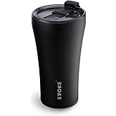 Sttoke Leakproof Ceramic Reusable Coffee Cup 12 oz - Luxe Black