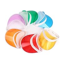HUPLUE 6Pcs Plastic Transparent Sun Visor Clear Golf Visor Hat UV Protection Hat Cap Candy Color for Outdoor