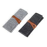 Starsource 2 Pcs-Fashion Roll Up Wool Felt Pencil Case Storage Holder Pouch Makeup Cosmetic Brush Holder Bag
