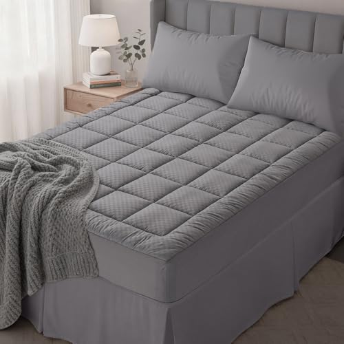 OLANLY Gesteppte Matratzenauflage, elastische Matratzenauflage, kühlend, weicher Matratzenbezug, dehnbar bis 53,3 cm, maschinenwaschbar, 99,1 x 203,2