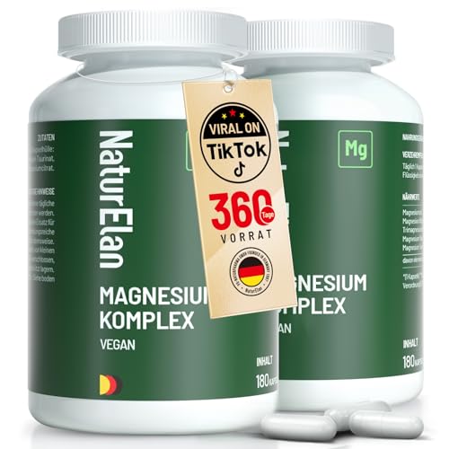 2 Pack Magnesium Komplex Hochdosiert 400mg - 360 Premium Kapseln, 5 in 1
