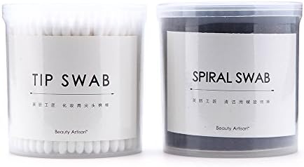 Double Tipped Cotton Swabs with Standard 3” Recyclable Sticks Paper Handle - Multi Care Finest Quality Hygienic Cotton Swab Heads (2 Box of 400 Count, White &amp; Black )