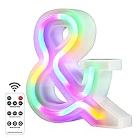 WARMTHOU Newly Upgraded LED Neon Letter Lights,26 Romantic Remote Control Light up Letters for Wedding, Christmas, Birthday, Party Supplies,USB/Battery Powered (Without Remote Control)-&