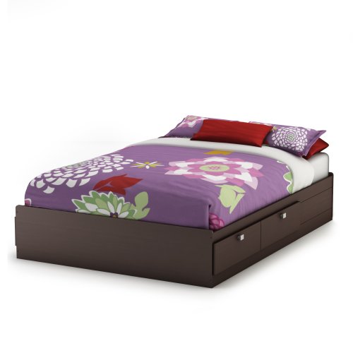 South Shore Furniture Cakao Collection Full Mates Bed, Chocolate, Pure White