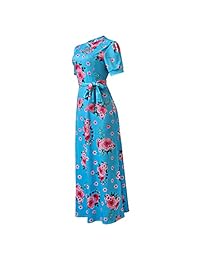 Vestido largo con estampado floral para mujer, talla grande, con cinturón