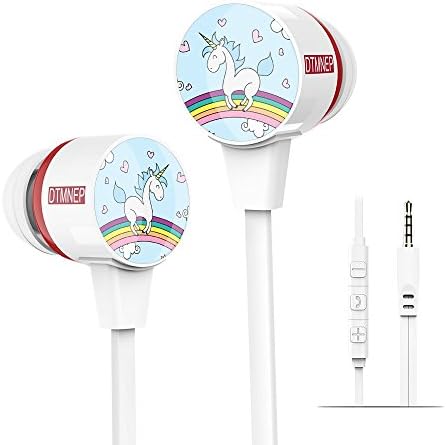 DTMNEP Unicorn Wired Earbuds In-Ear Headphones With Microphones and Volume Control Great Gift for Kids&Children Noise Isolating Compatible with Android Samsung LG HTC PC iPad tablet