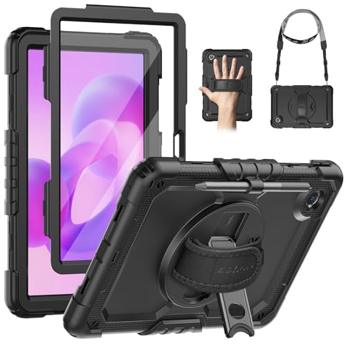 SEYMAC Case for Lenovo Idea Tab 11 2025 / Tab M11 2024 / K11 11 Inch, Shockproof Case for Lenovo M11 with Screen Protector, 360 Rotating Stand, Hand Strap, Shoulder Strap, Pen Holder, Black