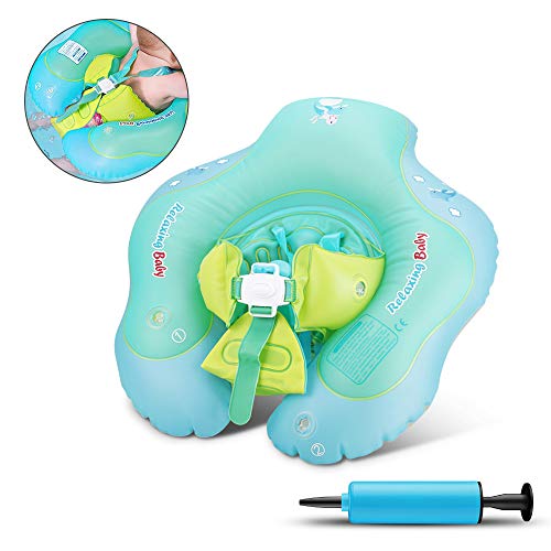 Komake Baby Pool Float, 【Upgrade】 Baby Floats for Pool Baby Inflatable Swimming Float Toddler Swim Float with Backrest and Crotch Strap Bathtub Pool Swimming Ring Toys for 6-36 Month Infant Toddlers