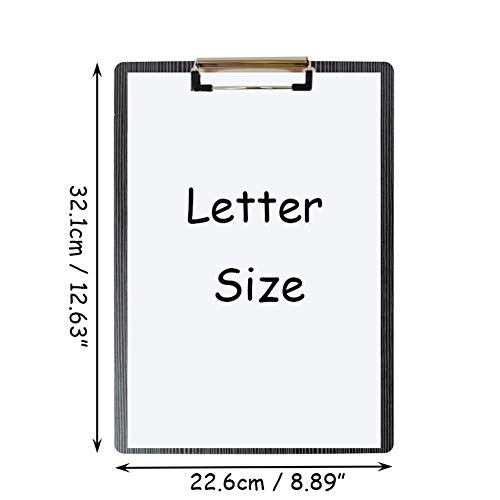 Oak-Pine A4 Letter Size Clipboards - Premium Wood Grain File Clipboard Portable Low Profile Clip, Rounded Corners and Hanging Hole Design for Business Office, School, Set of 4 (Black)