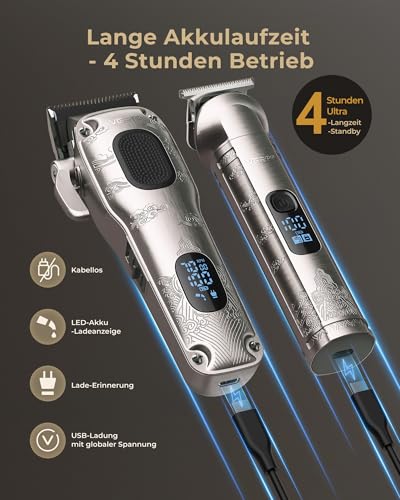 VGRPRO Professional Hair Trimmer for Men, Wireless Hair Clipper, Professional Hair Trimmer, Men's Hair Trimmer and Trimmer Set, Electric Trimmer for Men with Package Box (Silver)