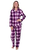 Del Rossa Women's 100% Cotton Flannel Pajama Set - Long Pjs