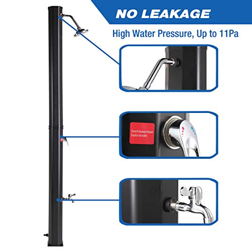 JAXSUNNY Solar Powered Shower Poolside Shower Kit with Foot Shower 9.3 Gallon Hot and Cold