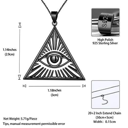 Astrological-Symbol-Necklace-for-Women-Mens-Pendant-925-Sterling-Silver-Eye-of-Evidence-Necklace-Crescent-Black-Moon-and-Cross-Necklace-Wiccan-Jewelry-for-Boys-and-Girls-Gift-with-Gift-Box