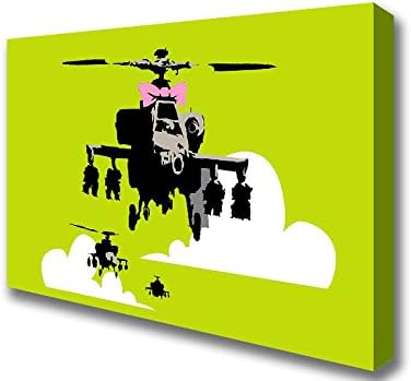 Banksy Lime Helicopter Bow Canvas Art Prints - Double XL 40 x 56 inches