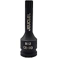 JEUCLEL M12 Triple Square Impact Spline Bit Socket, 12mm Metric 1/2-Inch Impact Drive Triple Square Socket, Cr-Mo Steel Lengthen Screwdriver Socket Adapter