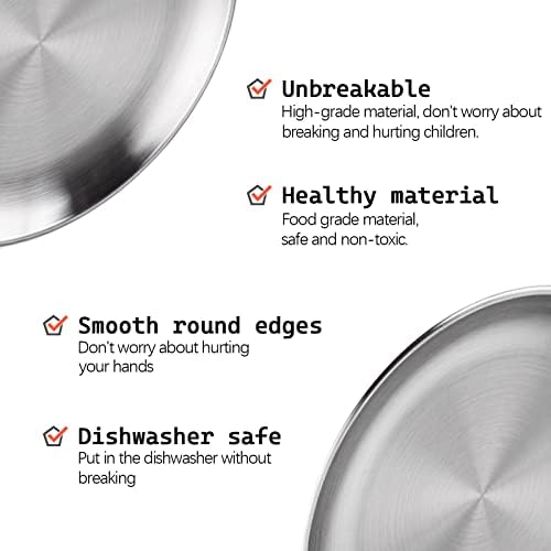 4 platos redondos de acero inoxidable para barbacoa, molde para tartas, plato ovalado para carne, placa de arroz, bandeja para servir, retro mate