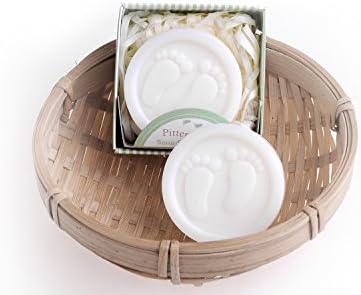 MHGS Lovely Handmade Pitter Patter Soap Favors for Baby Shower or Wedding Gift Soap, Wrapping(12Pack)