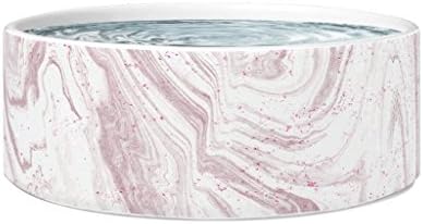Awesome eMERCHency Stone Dog Bowl 7.5" x 3.5" White Ceramic Pet Marble Bowl for Food or Water Designed and Printed in USA